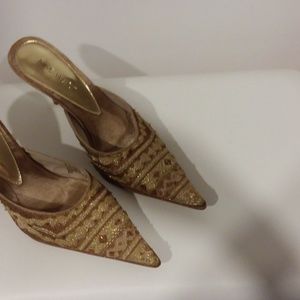 Nine West Gold Beaded Mule